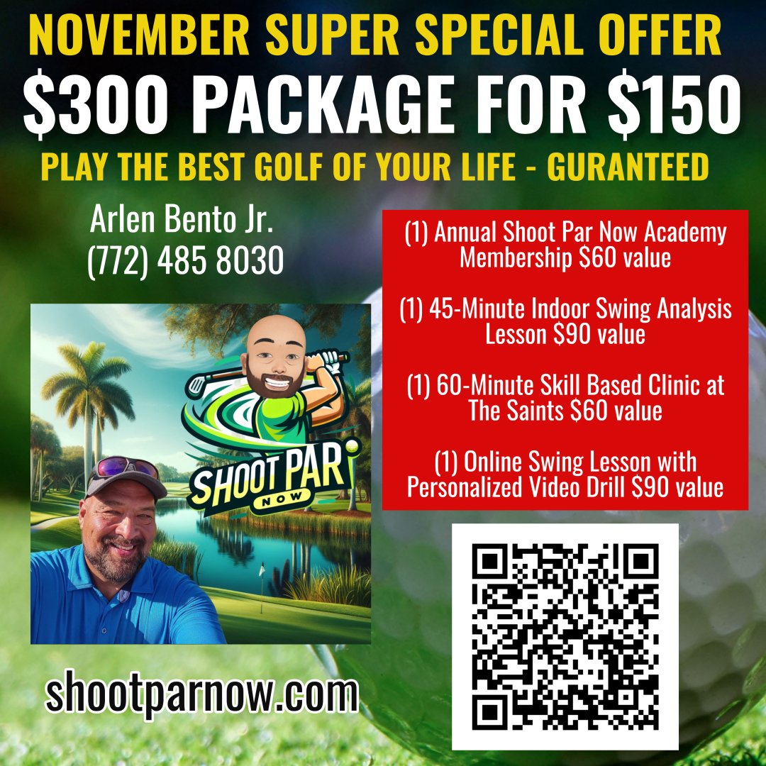 ARLEN BENTO JR GOLF LESSON NOVEMBER SUPER SPECIAL OFFER LIMITED